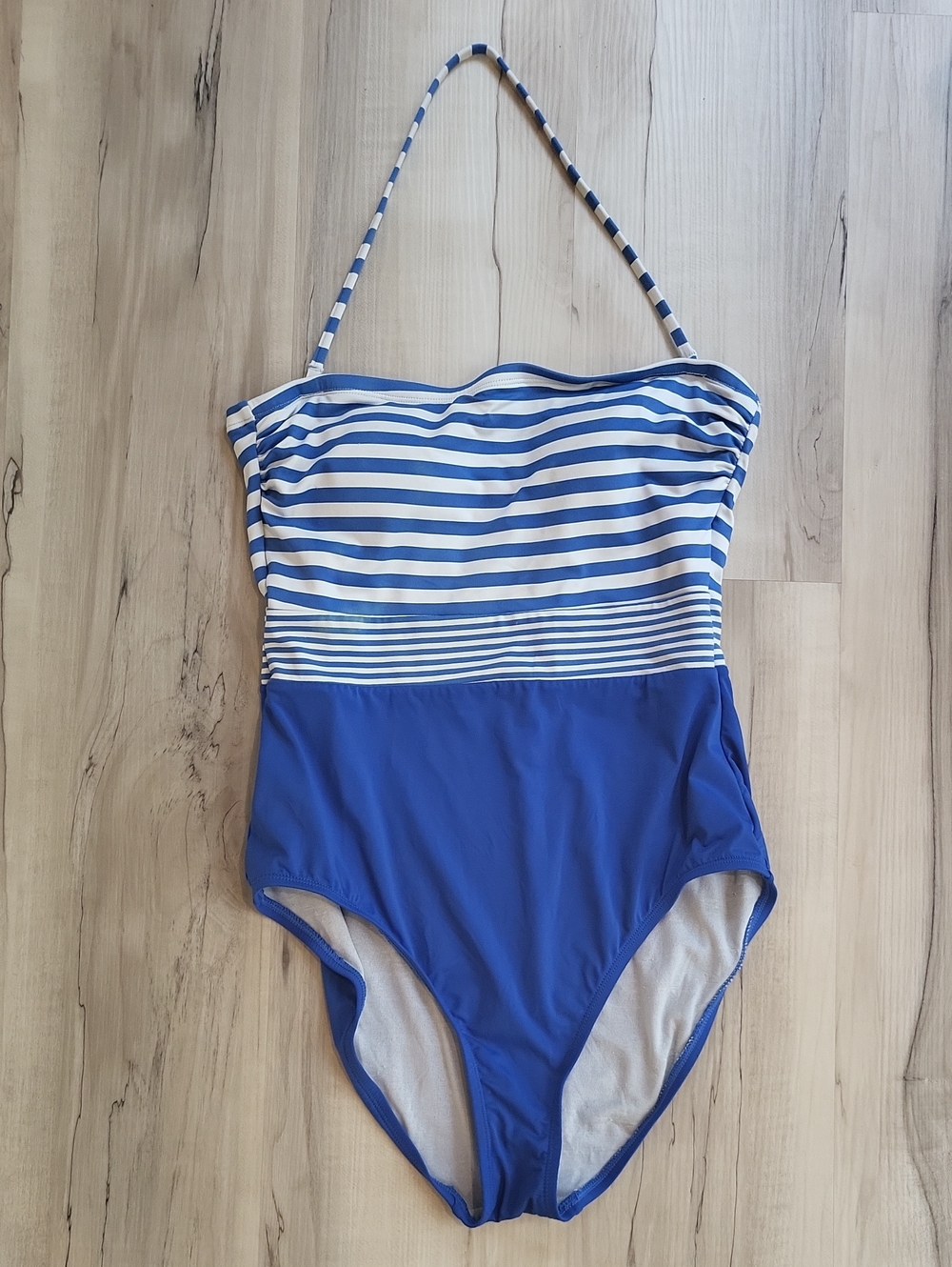 Tommy Bahama Blue and White Striped Women's One-Piece Swimsuit